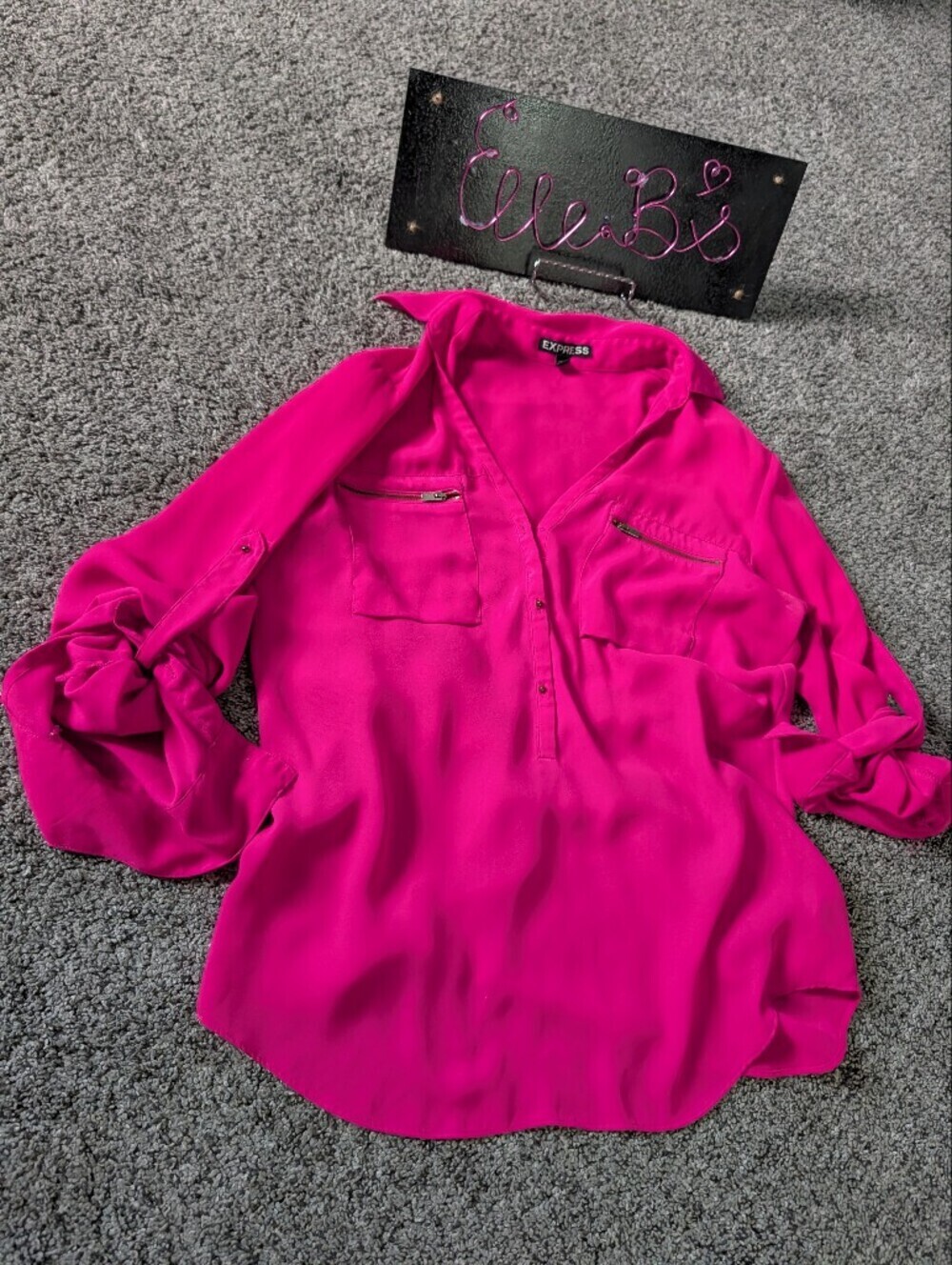 Used Condition Express Hot Pink Zip-Detail Blouse Xs